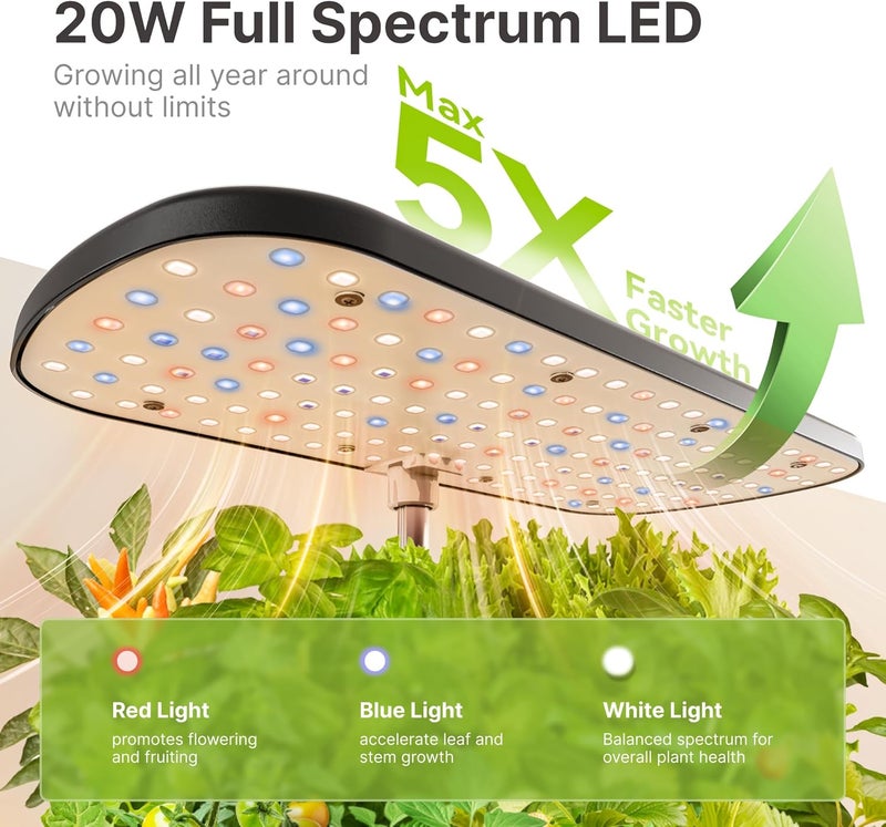 SUNCOZE Hydroponics Growing System Kit 12 Pods, Indoor herb Garden with 20W LED Grow Light, Visible Water Tank with Pump, 2.2"-12.4" Adjustable Height Indoor Gardening System, Gardening Gifts, Black - Image 3